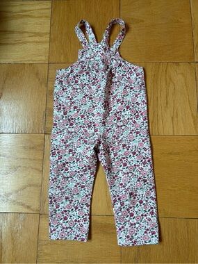 Pink Floral Kids Overalls with Adjustable Straps
